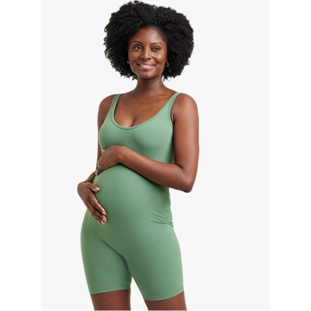 Isabel Maternity Ingrid & Isabel Unitard Womens XL Sage Green Sleeveless Romper